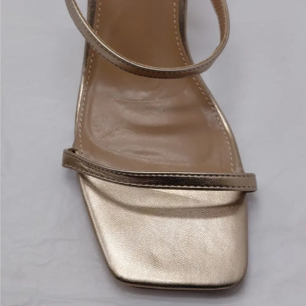 Dolce Vita Womens Sandals Size 9 Gold Metallic Heels Square Toe Wedding Party